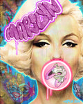 Marilyn Monroe 8X10 graffiti background with skull NYC map bubble