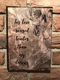 “His love roared louder than my demons” book art