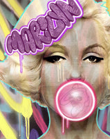 Marilyn Monroe 8X10 graffiti love background with skull bubble
