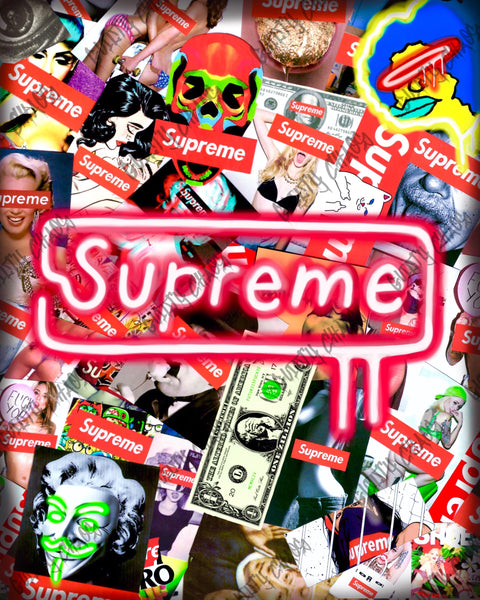 NEON Supreme hype sticker collage 8X10  art print