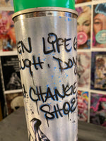 Guilty Chaos “when life gets tough, don’t quit” print covered spray can