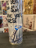 Guilty Chaos “when life gets tough, don’t quit” print covered spray can